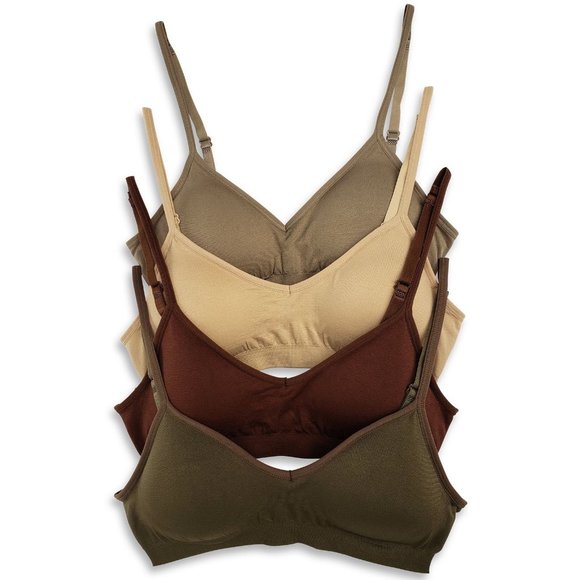 4-Pack Demi Padded Bralette Adjustable Straps A3 Earth Tones New NWB